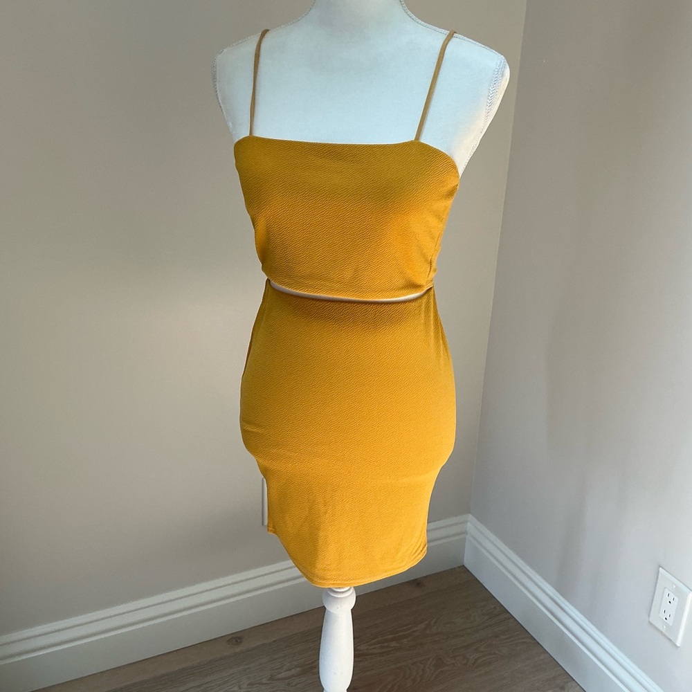 Boohoo Mustard Yellow Two-Piece Skirt Set